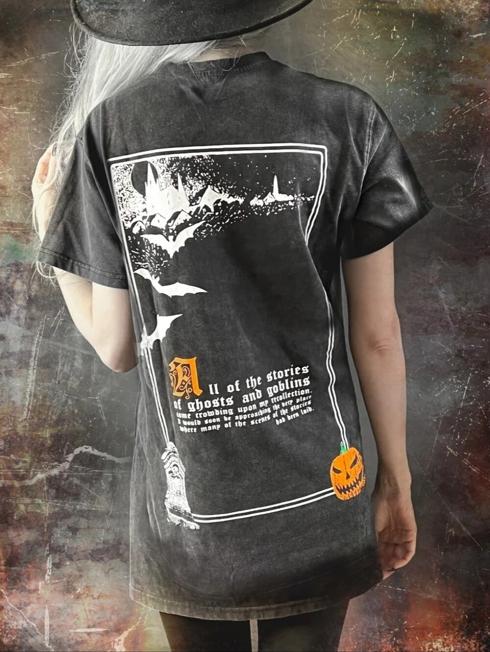 ho7s halloween sleepy hollow black tee goth ghost oversized spooky unisex top - Picture 4 of 7